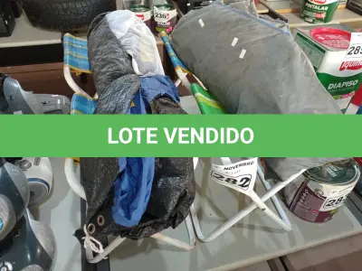LOTE 282 - 04 BANQUETAS DOBRÁVEIS E 02 BARRACAS DE CAMPING. (NO ESTADO) ATENÇÃO! FAZER A VISITAÇÃO ANTES DE ARREMATAR, NÃO SABEMOS SE FUNCIONA. LEILÃO NÃO TEM GARANTIA E NEM DEVOLUÇÃO, SUJEITO A POSSÍVEIS AVARIAS VISÍVEIS/OCULTAS E/OU AUSÊNCIA DE COMPONENTES.