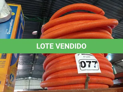 LOTE 077 - 02 ROLOS DE MANGUEIRA CORRUGADA. (NO ESTADO) ATENÇÃO! FAZER A VISITAÇÃO ANTES DE ARREMATAR, NÃO SABEMOS SE FUNCIONA. LEILÃO NÃO TEM GARANTIA E NEM DEVOLUÇÃO, SUJEITO A POSSÍVEIS AVARIAS VISÍVEIS/OCULTAS E/OU AUSÊNCIA DE COMPONENTES.