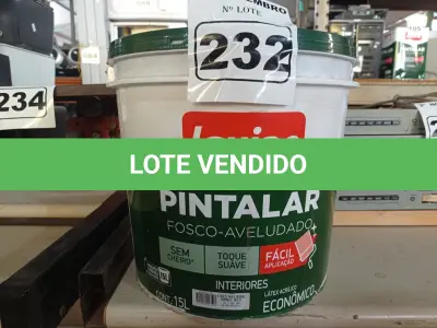 LOTE 232 - 01 BALDE DE TINTA IQUINE PINTALAR FOSCO AVELUDADO BRANCO GELO 15L. (NO ESTADO) ATENÇÃO! FAZER A VISITAÇÃO ANTES DE ARREMATAR, NÃO SABEMOS SE FUNCIONA. LEILÃO NÃO TEM GARANTIA E NEM DEVOLUÇÃO, SUJEITO A POSSÍVEIS AVARIAS VISÍVEIS/OCULTAS E/OU AUSÊNCIA DE COMPONENTES.