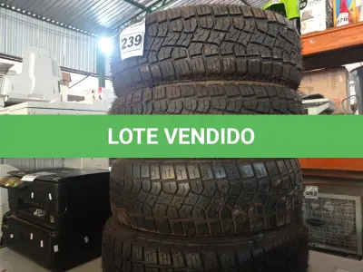 LOTE 239 - 04 PNEUS REMOLD 205/60/16. (NO ESTADO) ATENÇÃO! FAZER A VISITAÇÃO ANTES DE ARREMATAR, NÃO SABEMOS SE FUNCIONA. LEILÃO NÃO TEM GARANTIA E NEM DEVOLUÇÃO, SUJEITO A POSSÍVEIS AVARIAS VISÍVEIS/OCULTAS E/OU AUSÊNCIA DE COMPONENTES.