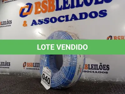 LOTE 040 - 01 ROLO DE CABO FLEXÍVEL 100M 1X10MM NA COR AZUL(NOVO). (NO ESTADO) ATENÇÃO! FAZER A VISITAÇÃO ANTES DE ARREMATAR, NÃO SABEMOS SE FUNCIONA. LEILÃO NÃO TEM GARANTIA E NEM DEVOLUÇÃO, SUJEITO A POSSÍVEIS AVARIAS VISÍVEIS/OCULTAS E/OU AUSÊNCIA DE COMPONENTES.