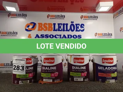 LOTE 283 - 02 GALÕES DE ESMALTE SINTÉTICO IQUINE MADEIRA E METAIS ALTO BRILHO VERDE COLONIAL 3,6L, 01 GALÃO DE SELADOR INCOLOR E 01 GALÃO DE ESMALTE BRILHANTE ALUMÍNIO. (NO ESTADO) ATENÇÃO! FAZER A VISITAÇÃO ANTES DE ARREMATAR, NÃO SABEMOS SE FUNCIONA. LEILÃO NÃO TEM GARANTIA E NEM DEVOLUÇÃO, SUJEITO A POSSÍVEIS AVARIAS VISÍVEIS/OCULTAS E/OU AUSÊNCIA DE COMPONENTES.