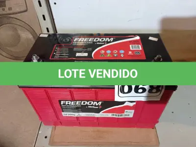 LOTE 068 - 01 BATERIA ESTACIONARIA FREEDOM DF-2000 115 AMPERES. (NO ESTADO) ATENÇÃO! FAZER A VISITAÇÃO ANTES DE ARREMATAR, NÃO SABEMOS SE FUNCIONA. LEILÃO NÃO TEM GARANTIA E NEM DEVOLUÇÃO, SUJEITO A POSSÍVEIS AVARIAS VISÍVEIS/OCULTAS E/OU AUSÊNCIA DE COMPONENTES.