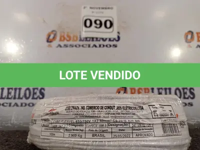 LOTE 090 - 01 ROLO DE CABO FLEXÍVEL 100M 1X2,5MM NA COR BRANCA(NOVO). (NO ESTADO) ATENÇÃO! FAZER A VISITAÇÃO ANTES DE ARREMATAR, NÃO SABEMOS SE FUNCIONA. LEILÃO NÃO TEM GARANTIA E NEM DEVOLUÇÃO, SUJEITO A POSSÍVEIS AVARIAS VISÍVEIS/OCULTAS E/OU AUSÊNCIA DE COMPONENTES.