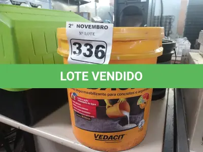 LOTE 336 - 01 BALDE DE VEDACIT, ADITIVO IMPERMEABILIZANTE PARA CONCRETOS E ARGAMASSAS 18L. (NO ESTADO) ATENÇÃO! FAZER A VISITAÇÃO ANTES DE ARREMATAR, NÃO SABEMOS SE FUNCIONA. LEILÃO NÃO TEM GARANTIA E NEM DEVOLUÇÃO, SUJEITO A POSSÍVEIS AVARIAS VISÍVEIS/OCULTAS E/OU AUSÊNCIA DE COMPONENTES.