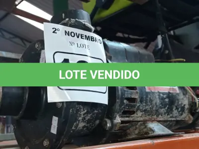 LOTE 131 - 01 BOMBA D’AGUA PARA BANHEIRA DE HIDROMASSAGEM 110/220V. (NO ESTADO) ATENÇÃO! FAZER A VISITAÇÃO ANTES DE ARREMATAR, NÃO SABEMOS SE FUNCIONA. LEILÃO NÃO TEM GARANTIA E NEM DEVOLUÇÃO, SUJEITO A POSSÍVEIS AVARIAS VISÍVEIS/OCULTAS E/OU AUSÊNCIA DE COMPONENTES.