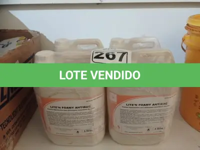 LOTE 267 - 20 LITROS DE ESPUMA HIGIENIZADORA PARA ANTISSEPSIA INSTANTÂNEA DAS MÃOS. (NO ESTADO) ATENÇÃO! FAZER A VISITAÇÃO ANTES DE ARREMATAR, NÃO SABEMOS SE FUNCIONA. LEILÃO NÃO TEM GARANTIA E NEM DEVOLUÇÃO, SUJEITO A POSSÍVEIS AVARIAS VISÍVEIS/OCULTAS E/OU AUSÊNCIA DE COMPONENTES.