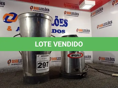 LOTE 297 - 01 LIQUIDIFICADOR INDUSTRIAL MARCA POLI. (NO ESTADO) ATENÇÃO! FAZER A VISITAÇÃO ANTES DE ARREMATAR, NÃO SABEMOS SE FUNCIONA. LEILÃO NÃO TEM GARANTIA E NEM DEVOLUÇÃO, SUJEITO A POSSÍVEIS AVARIAS VISÍVEIS/OCULTAS E/OU AUSÊNCIA DE COMPONENTES.
