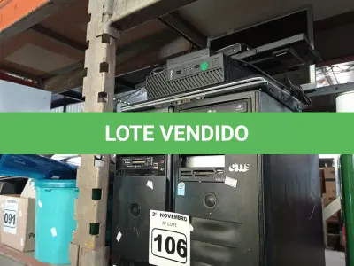 LOTE 106 - 03 CPU’S 01 NOTEBOOK, 01 MONITOR, 01 HARD DISC, 01 TECLADO E 01 MOUSE. (NO ESTADO) ATENÇÃO! FAZER A VISITAÇÃO ANTES DE ARREMATAR, NÃO SABEMOS SE FUNCIONA. LEILÃO NÃO TEM GARANTIA E NEM DEVOLUÇÃO, SUJEITO A POSSÍVEIS AVARIAS VISÍVEIS/OCULTAS E/OU AUSÊNCIA DE COMPONENTES.