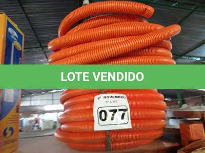 LOTE 077 - 02 ROLOS DE MANGUEIRA CORRUGADA. (NO ESTADO) ATENÇÃO! FAZER A VISITAÇÃO ANTES DE ARREMATAR, NÃO SABEMOS SE FUNCIONA. LEILÃO NÃO TEM GARANTIA E NEM DEVOLUÇÃO, SUJEITO A POSSÍVEIS AVARIAS VISÍVEIS/OCULTAS E/OU AUSÊNCIA DE COMPONENTES.