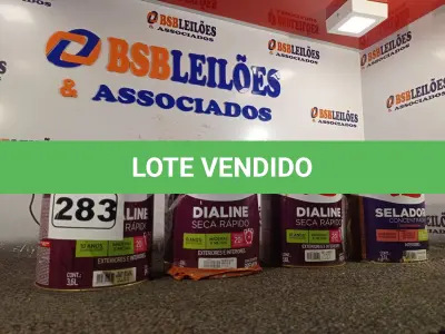 LOTE 283 - 02 GALÕES DE ESMALTE SINTÉTICO IQUINE MADEIRA E METAIS ALTO BRILHO VERDE COLONIAL 3,6L, 01 GALÃO DE SELADOR INCOLOR E 01 GALÃO DE ESMALTE BRILHANTE ALUMÍNIO. (NO ESTADO) ATENÇÃO! FAZER A VISITAÇÃO ANTES DE ARREMATAR, NÃO SABEMOS SE FUNCIONA. LEILÃO NÃO TEM GARANTIA E NEM DEVOLUÇÃO, SUJEITO A POSSÍVEIS AVARIAS VISÍVEIS/OCULTAS E/OU AUSÊNCIA DE COMPONENTES.