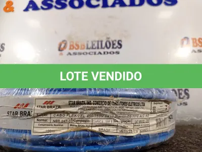 LOTE 040 - 01 ROLO DE CABO FLEXÍVEL 100M 1X10MM NA COR AZUL(NOVO). (NO ESTADO) ATENÇÃO! FAZER A VISITAÇÃO ANTES DE ARREMATAR, NÃO SABEMOS SE FUNCIONA. LEILÃO NÃO TEM GARANTIA E NEM DEVOLUÇÃO, SUJEITO A POSSÍVEIS AVARIAS VISÍVEIS/OCULTAS E/OU AUSÊNCIA DE COMPONENTES.