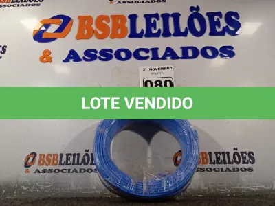 LOTE 080 - 01 ROLO DE CABO FLEXÍVEL 100M 1X2,5MM NA COR AZUL(NOVO). (NO ESTADO) ATENÇÃO! FAZER A VISITAÇÃO ANTES DE ARREMATAR, NÃO SABEMOS SE FUNCIONA. LEILÃO NÃO TEM GARANTIA E NEM DEVOLUÇÃO, SUJEITO A POSSÍVEIS AVARIAS VISÍVEIS/OCULTAS E/OU AUSÊNCIA DE COMPONENTES.