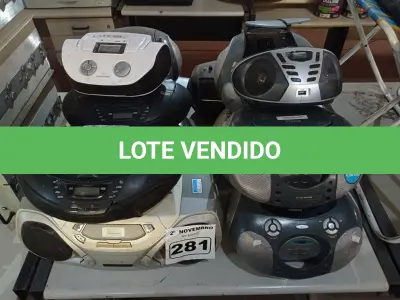 LOTE 281 - 13 APARELHOS DE SOM MARCAS E MODELOS DIVERSOS. (NO ESTADO) ATENÇÃO! FAZER A VISITAÇÃO ANTES DE ARREMATAR, NÃO SABEMOS SE FUNCIONA. LEILÃO NÃO TEM GARANTIA E NEM DEVOLUÇÃO, SUJEITO A POSSÍVEIS AVARIAS VISÍVEIS/OCULTAS E/OU AUSÊNCIA DE COMPONENTES.