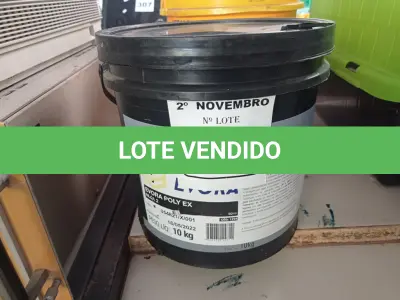 LOTE 335 - 01 BALDE DE GRAXA EVORA POLY EX 10KG COM AVARIA NA TAMPA. (NO ESTADO) ATENÇÃO! FAZER A VISITAÇÃO ANTES DE ARREMATAR, NÃO SABEMOS SE FUNCIONA. LEILÃO NÃO TEM GARANTIA E NEM DEVOLUÇÃO, SUJEITO A POSSÍVEIS AVARIAS VISÍVEIS/OCULTAS E/OU AUSÊNCIA DE COMPONENTES.