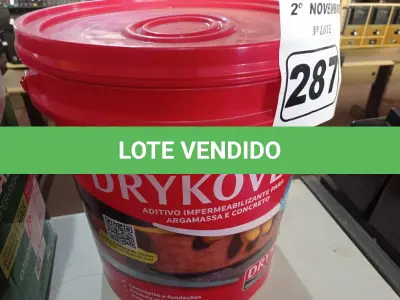 LOTE 287 - 01 BALDE DE DRYKOVEDA, ADITIVO IMPERMEABILIZANTE PARA ARGAMASSA E CONCRETO. (NO ESTADO) ATENÇÃO! FAZER A VISITAÇÃO ANTES DE ARREMATAR, NÃO SABEMOS SE FUNCIONA. LEILÃO NÃO TEM GARANTIA E NEM DEVOLUÇÃO, SUJEITO A POSSÍVEIS AVARIAS VISÍVEIS/OCULTAS E/OU AUSÊNCIA DE COMPONENTES.