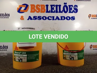 LOTE 177 - 02 BALDES DE SELANTE ACRÍLICO FLEXÍVEL SIKACRYL-203 5KG. (NO ESTADO) ATENÇÃO! FAZER A VISITAÇÃO ANTES DE ARREMATAR, NÃO SABEMOS SE FUNCIONA. LEILÃO NÃO TEM GARANTIA E NEM DEVOLUÇÃO, SUJEITO A POSSÍVEIS AVARIAS VISÍVEIS/OCULTAS E/OU AUSÊNCIA DE COMPONENTES.