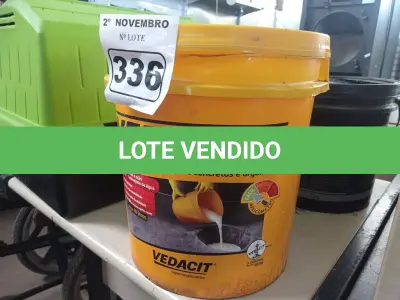 LOTE 336 - 01 BALDE DE VEDACIT, ADITIVO IMPERMEABILIZANTE PARA CONCRETOS E ARGAMASSAS 18L. (NO ESTADO) ATENÇÃO! FAZER A VISITAÇÃO ANTES DE ARREMATAR, NÃO SABEMOS SE FUNCIONA. LEILÃO NÃO TEM GARANTIA E NEM DEVOLUÇÃO, SUJEITO A POSSÍVEIS AVARIAS VISÍVEIS/OCULTAS E/OU AUSÊNCIA DE COMPONENTES.