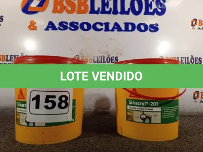 LOTE 158 - 02 BALDES DE SELANTE ACRÍLICO FLEXÍVEL SIKACRYL-203 5KG. (NO ESTADO) ATENÇÃO! FAZER A VISITAÇÃO ANTES DE ARREMATAR, NÃO SABEMOS SE FUNCIONA. LEILÃO NÃO TEM GARANTIA E NEM DEVOLUÇÃO, SUJEITO A POSSÍVEIS AVARIAS VISÍVEIS/OCULTAS E/OU AUSÊNCIA DE COMPONENTES.