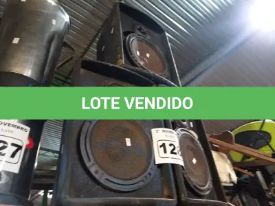 LOTE 128 - 03 CAIXAS DE SOM PASSIVAS. (NO ESTADO) ATENÇÃO! FAZER A VISITAÇÃO ANTES DE ARREMATAR, NÃO SABEMOS SE FUNCIONA. LEILÃO NÃO TEM GARANTIA E NEM DEVOLUÇÃO, SUJEITO A POSSÍVEIS AVARIAS VISÍVEIS/OCULTAS E/OU AUSÊNCIA DE COMPONENTES.