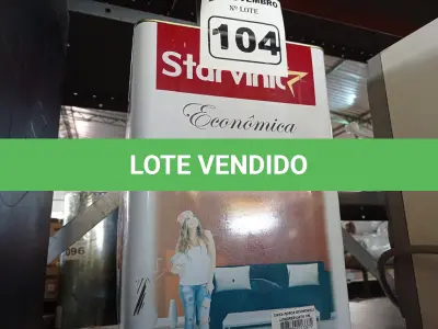 LOTE 104 - 01 LATA DE TINTA STAR VINIL 18L FOSCA ECONÔMICA LONDRES. (NO ESTADO) ATENÇÃO! FAZER A VISITAÇÃO ANTES DE ARREMATAR, NÃO SABEMOS SE FUNCIONA. LEILÃO NÃO TEM GARANTIA E NEM DEVOLUÇÃO, SUJEITO A POSSÍVEIS AVARIAS VISÍVEIS/OCULTAS E/OU AUSÊNCIA DE COMPONENTES.