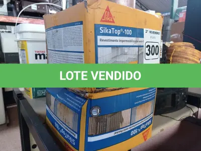 LOTE 300 - 02 CAIXAS DE REVESTIMENTO IMPERMEABILIZANTE SEMI-FLEXIVEL SIKA TOP-100 18KG. (NO ESTADO) ATENÇÃO! FAZER A VISITAÇÃO ANTES DE ARREMATAR, NÃO SABEMOS SE FUNCIONA. LEILÃO NÃO TEM GARANTIA E NEM DEVOLUÇÃO, SUJEITO A POSSÍVEIS AVARIAS VISÍVEIS/OCULTAS E/OU AUSÊNCIA DE COMPONENTES.