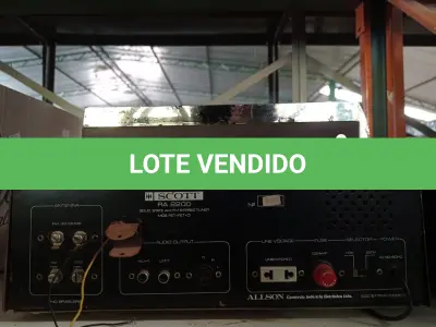LOTE 118 - 01 GRAVADOR DE FITA CASSETE ANTIGO E 01 TUNER AM/FM MARCA SCOTT MODELO RA2200. (NO ESTADO) ATENÇÃO! FAZER A VISITAÇÃO ANTES DE ARREMATAR, NÃO SABEMOS SE FUNCIONA. LEILÃO NÃO TEM GARANTIA E NEM DEVOLUÇÃO, SUJEITO A POSSÍVEIS AVARIAS VISÍVEIS/OCULTAS E/OU AUSÊNCIA DE COMPONENTES.