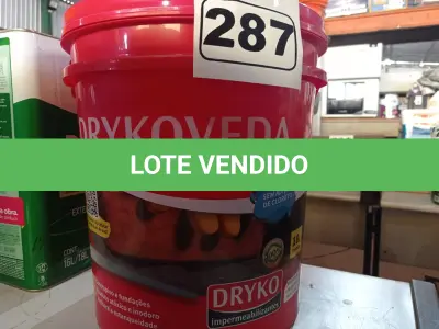 LOTE 287 - 01 BALDE DE DRYKOVEDA, ADITIVO IMPERMEABILIZANTE PARA ARGAMASSA E CONCRETO. (NO ESTADO) ATENÇÃO! FAZER A VISITAÇÃO ANTES DE ARREMATAR, NÃO SABEMOS SE FUNCIONA. LEILÃO NÃO TEM GARANTIA E NEM DEVOLUÇÃO, SUJEITO A POSSÍVEIS AVARIAS VISÍVEIS/OCULTAS E/OU AUSÊNCIA DE COMPONENTES.