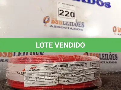 LOTE 220 - 01 ROLO DE CABO FLEXÍVEL 100M 1X2,5MM NA COR VERMELHA(NOVO). (NO ESTADO) ATENÇÃO! FAZER A VISITAÇÃO ANTES DE ARREMATAR, NÃO SABEMOS SE FUNCIONA. LEILÃO NÃO TEM GARANTIA E NEM DEVOLUÇÃO, SUJEITO A POSSÍVEIS AVARIAS VISÍVEIS/OCULTAS E/OU AUSÊNCIA DE COMPONENTES.