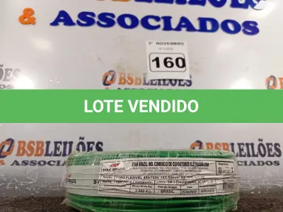 LOTE 160 - 01 ROLO DE CABO FLEXÍVEL 100M 1X2,5MM NA COR VERDE(NOVO). (NO ESTADO) ATENÇÃO! FAZER A VISITAÇÃO ANTES DE ARREMATAR, NÃO SABEMOS SE FUNCIONA. LEILÃO NÃO TEM GARANTIA E NEM DEVOLUÇÃO, SUJEITO A POSSÍVEIS AVARIAS VISÍVEIS/OCULTAS E/OU AUSÊNCIA DE COMPONENTES.