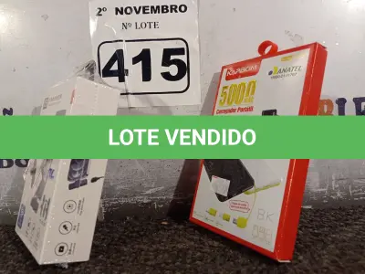 LOTE 415 - 01 MICROFONE SEM FIO E 01 CARREGADOR PORTÁTIL. (NO ESTADO) ATENÇÃO! FAZER A VISITAÇÃO ANTES DE ARREMATAR, NÃO SABEMOS SE FUNCIONA. LEILÃO NÃO TEM GARANTIA E NEM DEVOLUÇÃO, SUJEITO A POSSÍVEIS AVARIAS VISÍVEIS/OCULTAS E/OU AUSÊNCIA DE COMPONENTES.