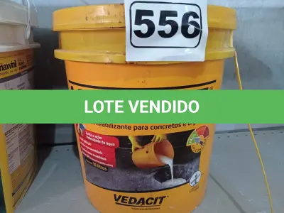 LOTE 556 - 01 BALDE DE VEDACIT, ADITIVO IMPERMEABILIZANTE PARA CONCRETOS E ARGAMASSAS 18L. (NO ESTADO) ATENÇÃO! FAZER A VISITAÇÃO ANTES DE ARREMATAR, NÃO SABEMOS SE FUNCIONA. LEILÃO NÃO TEM GARANTIA E NEM DEVOLUÇÃO, SUJEITO A POSSÍVEIS AVARIAS VISÍVEIS/OCULTAS E/OU AUSÊNCIA DE COMPONENTES.