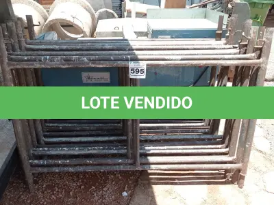 LOTE 595 - 12 PEÇAS DE ANDAIME. (NO ESTADO) ATENÇÃO! FAZER A VISITAÇÃO ANTES DE ARREMATAR, NÃO SABEMOS SE FUNCIONA. LEILÃO NÃO TEM GARANTIA E NEM DEVOLUÇÃO, SUJEITO A POSSÍVEIS AVARIAS VISÍVEIS/OCULTAS E/OU AUSÊNCIA DE COMPONENTES.