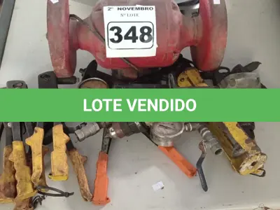 LOTE 348 - 01 MOTO ESMERIL E FERRAMENTAS DIVERSAS. (NO ESTADO) ATENÇÃO! FAZER A VISITAÇÃO ANTES DE ARREMATAR, NÃO SABEMOS SE FUNCIONA. LEILÃO NÃO TEM GARANTIA E NEM DEVOLUÇÃO, SUJEITO A POSSÍVEIS AVARIAS VISÍVEIS/OCULTAS E/OU AUSÊNCIA DE COMPONENTES.