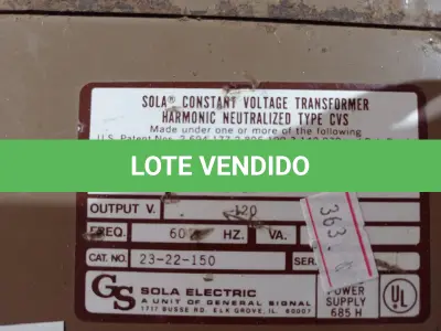 LOTE 461 - 01 TRANSFORMADOR DE TENSÃO CONSTANTE HARMÔNICO NEUTRALIZADO 500W. (NO ESTADO) ATENÇÃO! FAZER A VISITAÇÃO ANTES DE ARREMATAR, NÃO SABEMOS SE FUNCIONA. LEILÃO NÃO TEM GARANTIA E NEM DEVOLUÇÃO, SUJEITO A POSSÍVEIS AVARIAS VISÍVEIS/OCULTAS E/OU AUSÊNCIA DE COMPONENTES.