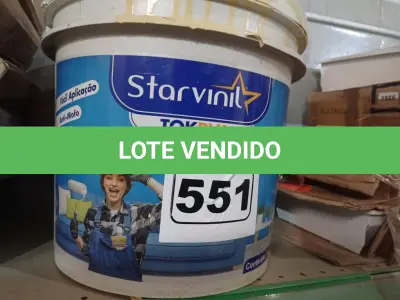 LOTE 551 - 01 BALDE DE MASSA ACRÍLICA STAR VINIL TOK PVA 25KG. (NO ESTADO) ATENÇÃO! FAZER A VISITAÇÃO ANTES DE ARREMATAR, NÃO SABEMOS SE FUNCIONA. LEILÃO NÃO TEM GARANTIA E NEM DEVOLUÇÃO, SUJEITO A POSSÍVEIS AVARIAS VISÍVEIS/OCULTAS E/OU AUSÊNCIA DE COMPONENTES.