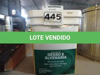 LOTE 445 - 01 BALDE DE TINTA MAXIVINIL ACRÍLICA FOSCO BRANCO NEVE. (NO ESTADO) ATENÇÃO! FAZER A VISITAÇÃO ANTES DE ARREMATAR, NÃO SABEMOS SE FUNCIONA. LEILÃO NÃO TEM GARANTIA E NEM DEVOLUÇÃO, SUJEITO A POSSÍVEIS AVARIAS VISÍVEIS/OCULTAS E/OU AUSÊNCIA DE COMPONENTES.