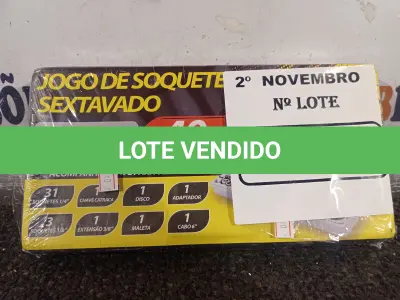 LOTE 020 - 01 JOGO DE SOQUETE SEXTAVADO 40 PEÇAS. (NO ESTADO) ATENÇÃO! FAZER A VISITAÇÃO ANTES DE ARREMATAR, NÃO SABEMOS SE FUNCIONA. LEILÃO NÃO TEM GARANTIA E NEM DEVOLUÇÃO, SUJEITO A POSSÍVEIS AVARIAS VISÍVEIS/OCULTAS E/OU AUSÊNCIA DE COMPONENTES.