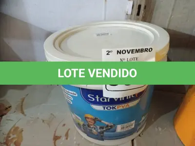 LOTE 562 - 01 BALDE DE MASSA ACRÍLICA STAR VINIL TOK PVA 25KG. (NO ESTADO) ATENÇÃO! FAZER A VISITAÇÃO ANTES DE ARREMATAR, NÃO SABEMOS SE FUNCIONA. LEILÃO NÃO TEM GARANTIA E NEM DEVOLUÇÃO, SUJEITO A POSSÍVEIS AVARIAS VISÍVEIS/OCULTAS E/OU AUSÊNCIA DE COMPONENTES.