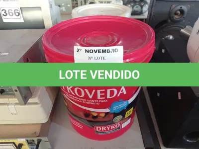 LOTE 364 - 01 BALDE DE DRYKOVEDA, ADITIVO IMPERMEABILIZANTE PARA ARGAMASSA E CONCRETO. (NO ESTADO) ATENÇÃO! FAZER A VISITAÇÃO ANTES DE ARREMATAR, NÃO SABEMOS SE FUNCIONA. LEILÃO NÃO TEM GARANTIA E NEM DEVOLUÇÃO, SUJEITO A POSSÍVEIS AVARIAS VISÍVEIS/OCULTAS E/OU AUSÊNCIA DE COMPONENTES.
