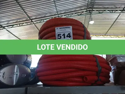 LOTE 514 - 02 ROLOS DE MANGUEIRA CORRUGADA. (NO ESTADO) ATENÇÃO! FAZER A VISITAÇÃO ANTES DE ARREMATAR, NÃO SABEMOS SE FUNCIONA. LEILÃO NÃO TEM GARANTIA E NEM DEVOLUÇÃO, SUJEITO A POSSÍVEIS AVARIAS VISÍVEIS/OCULTAS E/OU AUSÊNCIA DE COMPONENTES.