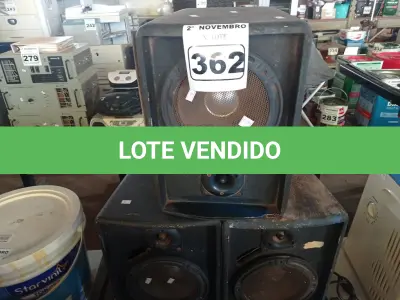 LOTE 362 - 03 CAIXAS DE SOM PASSIVAS WGK. (NO ESTADO) ATENÇÃO! FAZER A VISITAÇÃO ANTES DE ARREMATAR, NÃO SABEMOS SE FUNCIONA. LEILÃO NÃO TEM GARANTIA E NEM DEVOLUÇÃO, SUJEITO A POSSÍVEIS AVARIAS VISÍVEIS/OCULTAS E/OU AUSÊNCIA DE COMPONENTES.
