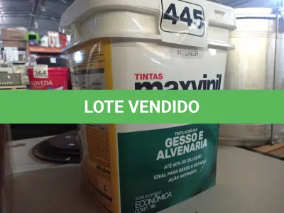 LOTE 445 - 01 BALDE DE TINTA MAXIVINIL ACRÍLICA FOSCO BRANCO NEVE. (NO ESTADO) ATENÇÃO! FAZER A VISITAÇÃO ANTES DE ARREMATAR, NÃO SABEMOS SE FUNCIONA. LEILÃO NÃO TEM GARANTIA E NEM DEVOLUÇÃO, SUJEITO A POSSÍVEIS AVARIAS VISÍVEIS/OCULTAS E/OU AUSÊNCIA DE COMPONENTES.