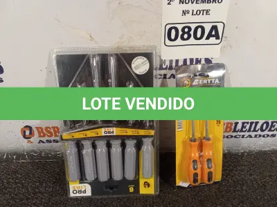 LOTE 080 - 02 KIT’S DE CHAVES FENDA/PHILIPS 06/02 PEÇAS. (NO ESTADO) ATENÇÃO! FAZER A VISITAÇÃO ANTES DE ARREMATAR, NÃO SABEMOS SE FUNCIONA. LEILÃO NÃO TEM GARANTIA E NEM DEVOLUÇÃO, SUJEITO A POSSÍVEIS AVARIAS VISÍVEIS/OCULTAS E/OU AUSÊNCIA DE COMPONENTES.