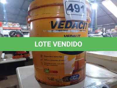 LOTE 491 - 01 BALDE DE VEDALIT, ADITIVO PLASTIFICANTE CONCENTRADO PARA ARGAMASSA DE ASSENTAMENTO E REBOCO CONVENCIONAL. (NO ESTADO) ATENÇÃO! FAZER A VISITAÇÃO ANTES DE ARREMATAR, NÃO SABEMOS SE FUNCIONA. LEILÃO NÃO TEM GARANTIA E NEM DEVOLUÇÃO, SUJEITO A POSSÍVEIS AVARIAS VISÍVEIS/OCULTAS E/OU AUSÊNCIA DE COMPONENTES.