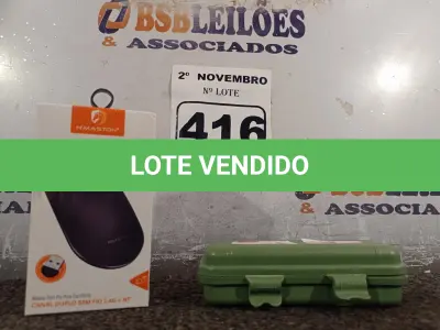 LOTE 416 - 01 LANTERNA RECARREGÁVEL E 01 MOUSE SEM FIO. (NO ESTADO) ATENÇÃO! FAZER A VISITAÇÃO ANTES DE ARREMATAR, NÃO SABEMOS SE FUNCIONA. LEILÃO NÃO TEM GARANTIA E NEM DEVOLUÇÃO, SUJEITO A POSSÍVEIS AVARIAS VISÍVEIS/OCULTAS E/OU AUSÊNCIA DE COMPONENTES.