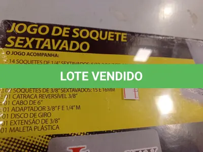 LOTE 020 - 01 JOGO DE SOQUETE SEXTAVADO 40 PEÇAS. (NO ESTADO) ATENÇÃO! FAZER A VISITAÇÃO ANTES DE ARREMATAR, NÃO SABEMOS SE FUNCIONA. LEILÃO NÃO TEM GARANTIA E NEM DEVOLUÇÃO, SUJEITO A POSSÍVEIS AVARIAS VISÍVEIS/OCULTAS E/OU AUSÊNCIA DE COMPONENTES.