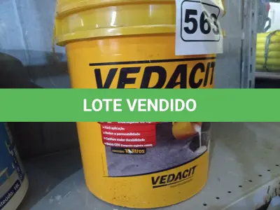 LOTE 563 - 01 BALDE DE VEDACIT, ADITIVO IMPERMEABILIZANTE PARA CONCRETOS E ARGAMASSAS 18L. (NO ESTADO) ATENÇÃO! FAZER A VISITAÇÃO ANTES DE ARREMATAR, NÃO SABEMOS SE FUNCIONA. LEILÃO NÃO TEM GARANTIA E NEM DEVOLUÇÃO, SUJEITO A POSSÍVEIS AVARIAS VISÍVEIS/OCULTAS E/OU AUSÊNCIA DE COMPONENTES.