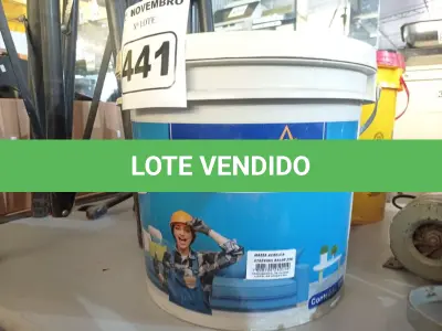 LOTE 441 - 01 BALDE DE MASSA ACRÍLICA STAR VINIL TOK PVA 25KG. (NO ESTADO) ATENÇÃO! FAZER A VISITAÇÃO ANTES DE ARREMATAR, NÃO SABEMOS SE FUNCIONA. LEILÃO NÃO TEM GARANTIA E NEM DEVOLUÇÃO, SUJEITO A POSSÍVEIS AVARIAS VISÍVEIS/OCULTAS E/OU AUSÊNCIA DE COMPONENTES.