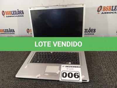 LOTE 006 - 01 NOTEBOOK MARCA ITAUTEC. (NO ESTADO) ATENÇÃO! FAZER A VISITAÇÃO ANTES DE ARREMATAR, NÃO SABEMOS SE FUNCIONA. LEILÃO NÃO TEM GARANTIA E NEM DEVOLUÇÃO, SUJEITO A POSSÍVEIS AVARIAS VISÍVEIS/OCULTAS E/OU AUSÊNCIA DE COMPONENTES.